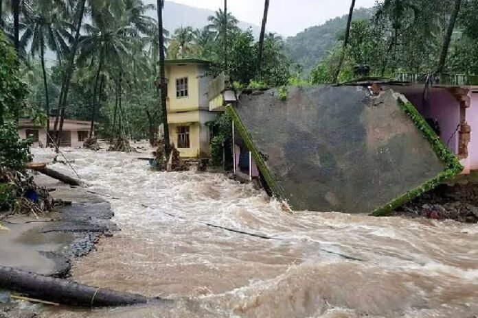 Flooded streets due to heavy rain in India