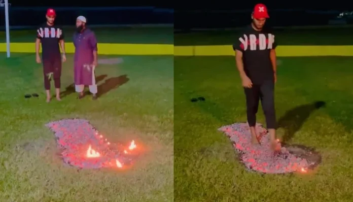 Bangladeshi Cricketer Mohammad Naim Walks on Fire