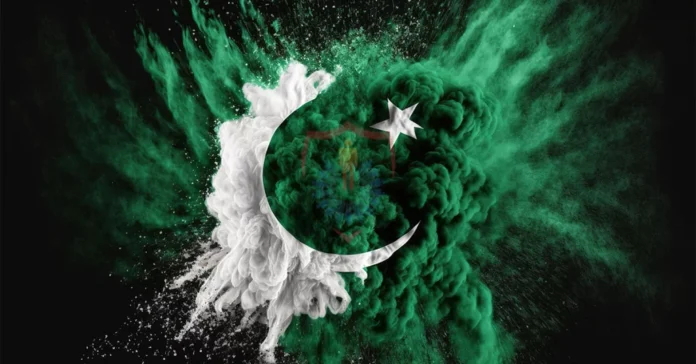 Pakistani children waving flags during an Independence Day parade.