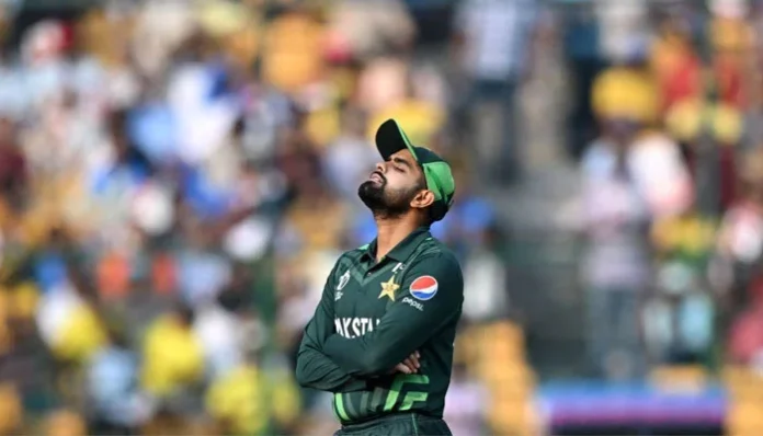 Babar Azam in the field during a cricket match
